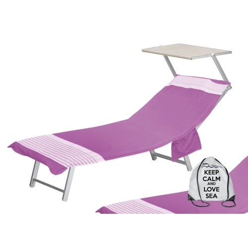 FOUTA STRANDTUCH ALVIN FUCHSIA BAUMWOLLE BEDDY STRANDBETT © MIT TASCHEN GRÖSSE CM. 75 X 195 und BEACH Rucksack