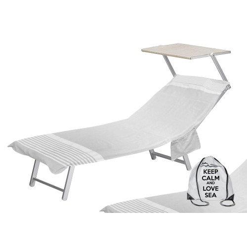 SERVIETTE DE PLAGE FOUTA ALVIN GRIS COTON BEDDY PLAGE © AVEC POCHES TAILLE CM. 75 X 195 et sac à dos de plage