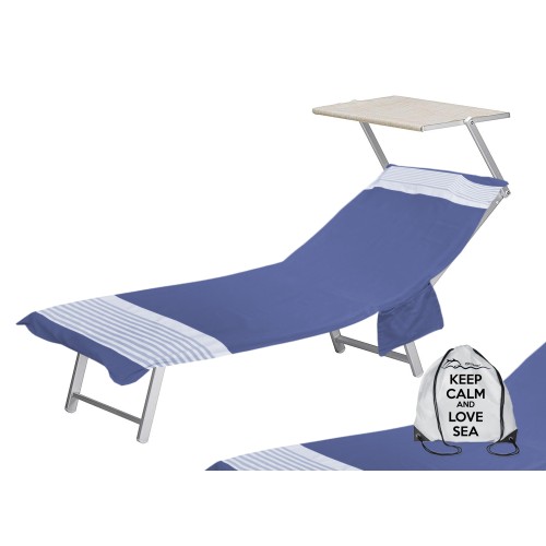 SERVIETTE DE PLAGE FOUTA ALVIN BLUE COTTON BEDDY BEACH © AVEC POCHES TAILLE CM. 75 X 195 et sac à dos de plage