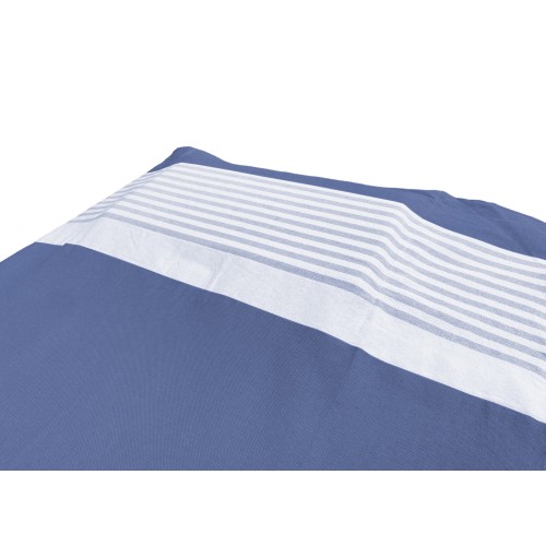 SERVIETTE DE PLAGE FOUTA ALVIN BLUE COTTON BEDDY BEACH © AVEC POCHES TAILLE CM. 75 X 195 et sac à dos de plage