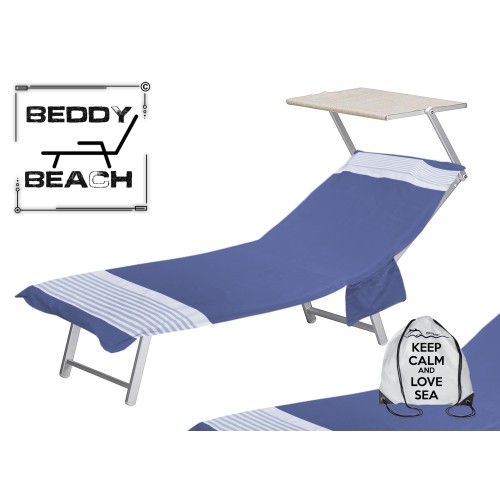 CAMA DE ALGODÓN FOUTA ALVIN AZUL con bolsillos tamaño © cm. Mochila 75 X 195 y BEACH