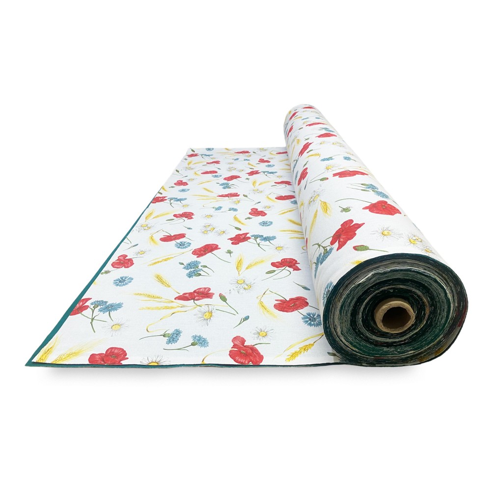 TISSU D’AUVENT IMPRIMÉ avec COQUELICOTS et GREEN UNITED d’un côté du balcon extérieur du JARDIN UN MÈTRE de hauteur cm. 300