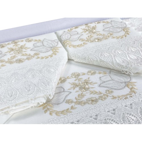 COUVRE-LIT EN DENTELLE MACRAMÉ BRODÉE CRÈME ET IDÉE DE MARIÉE DRAP DE LIT
