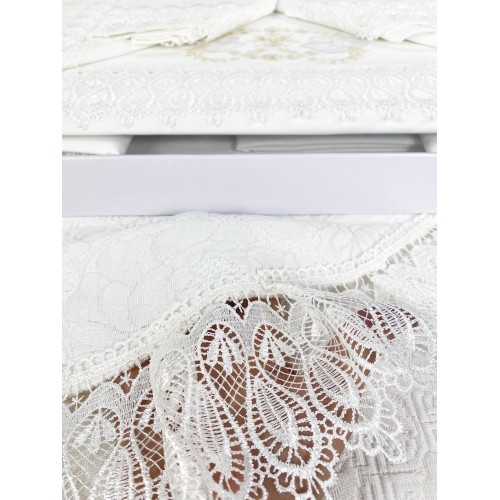 COUVRE-LIT EN DENTELLE MACRAMÉ BRODÉE CRÈME ET IDÉE DE MARIÉE DRAP DE LIT