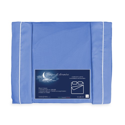 FEUILLE COMPLÈTE en microfibre souple SOLID COLOR AVIO Double 2 CARRÉS pas de repassage