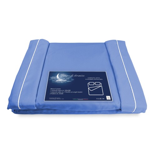 FEUILLE COMPLÈTE en microfibre souple SOLID COLOR AVIO Double 2 CARRÉS pas de repassage