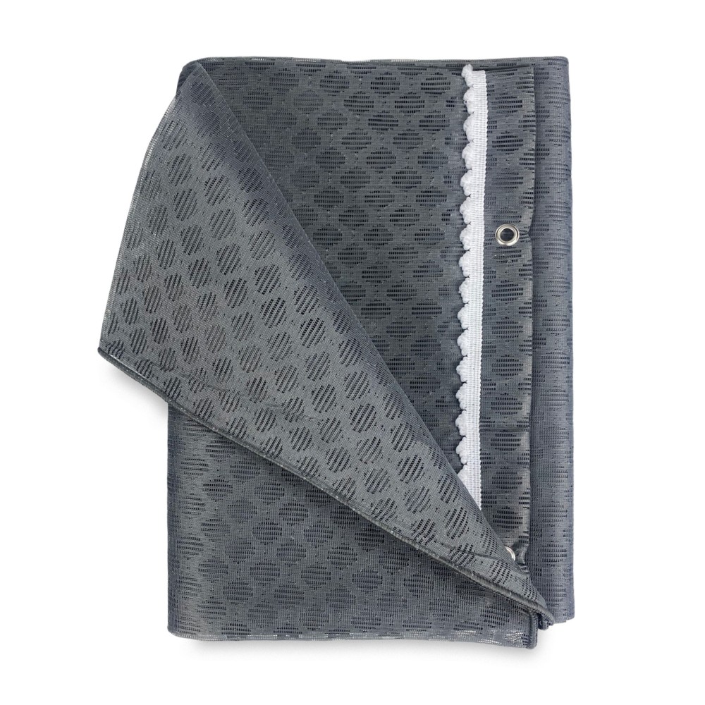 RIDEAU EXTÉRIEUR DIAMOND NET plombé en 8 tailles différentes combinées GRIS