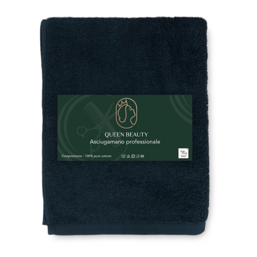 ASCIUGAMANO salvietta SPUGNA NERO Parrucchiera CM. 60X100 Queen Beauty