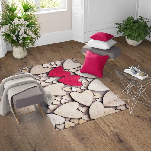 HD FANTASY RUG modern bedroom and living room MODERN HEARTS red