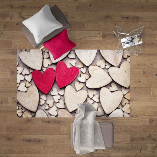 HD FANTASY TEPPICH modernes Schlafzimmer und Wohnzimmer MODERN HEARTS rot