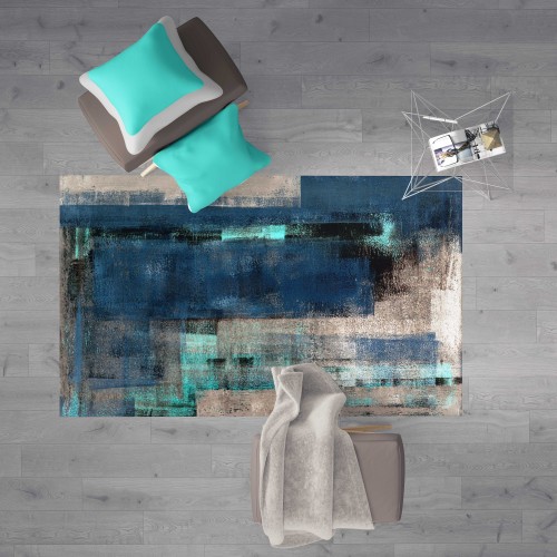 TAPPETO FANTASY HD moderno camera e salotto ABSTRACT blu