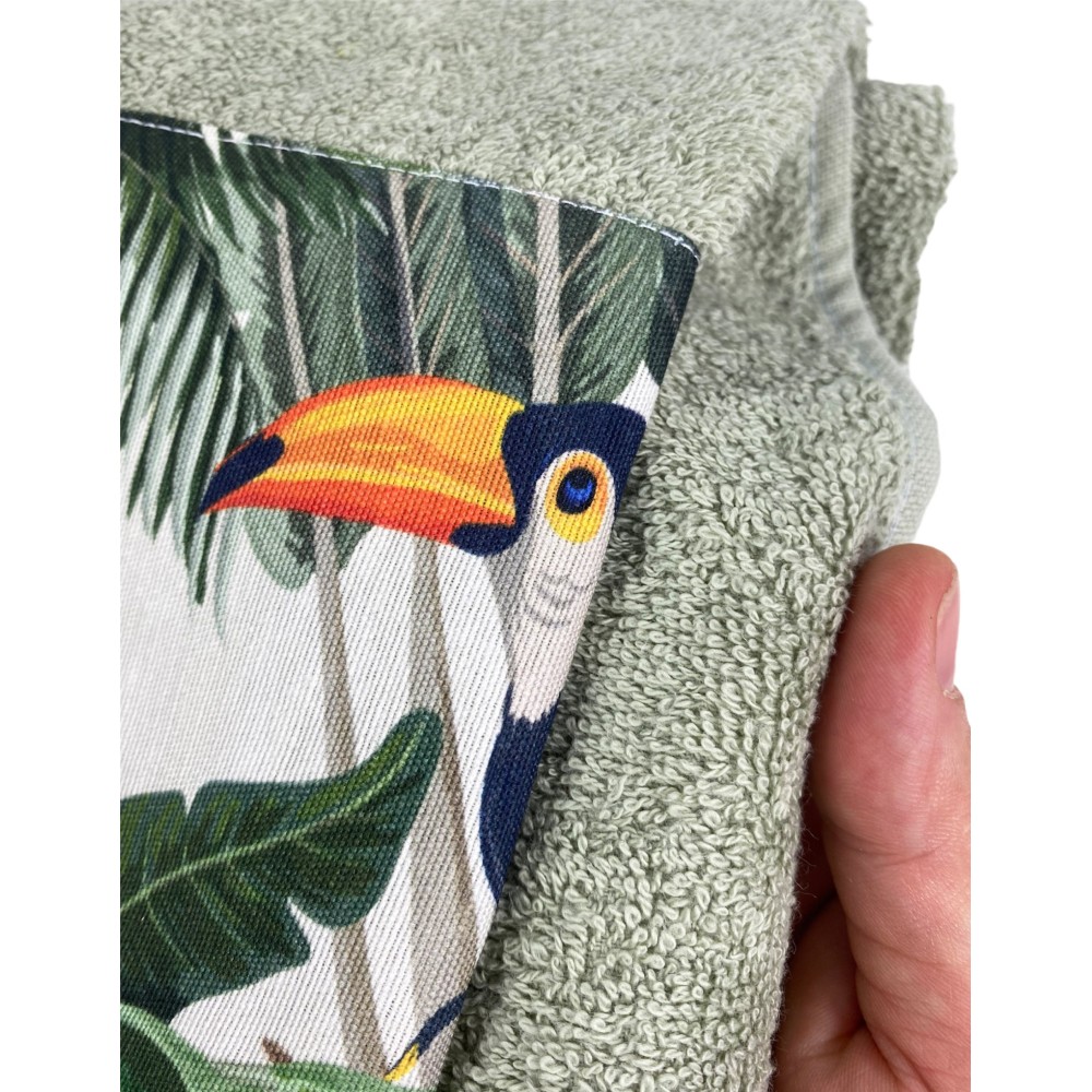 SET asciugamani con bordo GIUNGLA in puro cotone Made in Italy