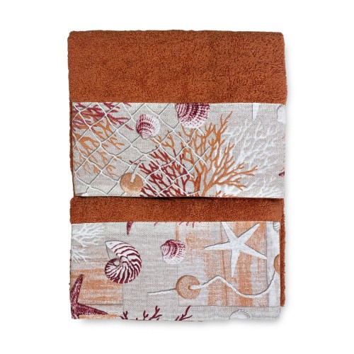 SET serviettes avec bordure RED CORALLI en pur coton Made in Italy