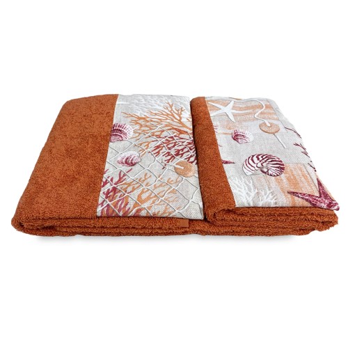 SET serviettes avec bordure RED CORALLI en pur coton Made in Italy