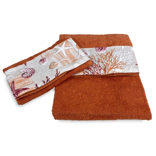 SET serviettes avec bordure RED CORALLI en pur coton Made in Italy