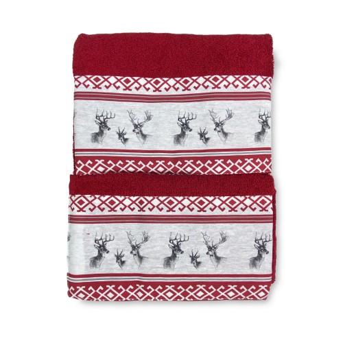 SET Handtücher mit Tiroler Rand CERVINO ROSSO aus reiner Baumwolle Made in Italy