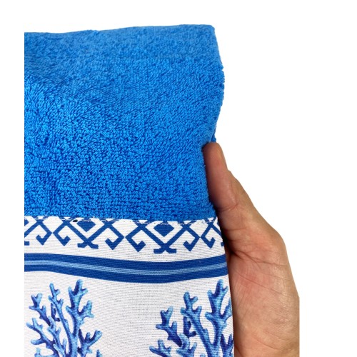 SET towels with border GRECIA Blue sea in pure cotton Made in Italy