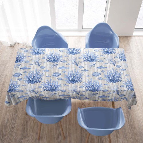 NAPPE RÉSISTANTE AUX TACHES RESINATA TORINO POISSON DE MER Mer bleu mer