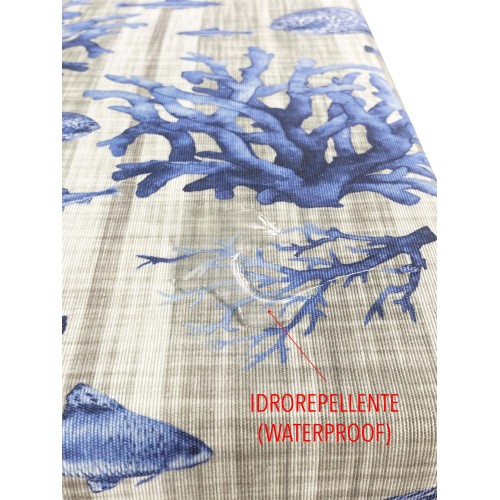 MANTEL ANTIMANCHAS RECUBIERTO DE RESINA TORINO pescado de mar mar azul mar