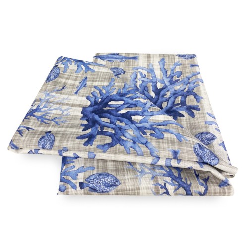 NAPPE RÉSISTANTE AUX TACHES RESINATA TORINO POISSON DE MER Mer bleu mer