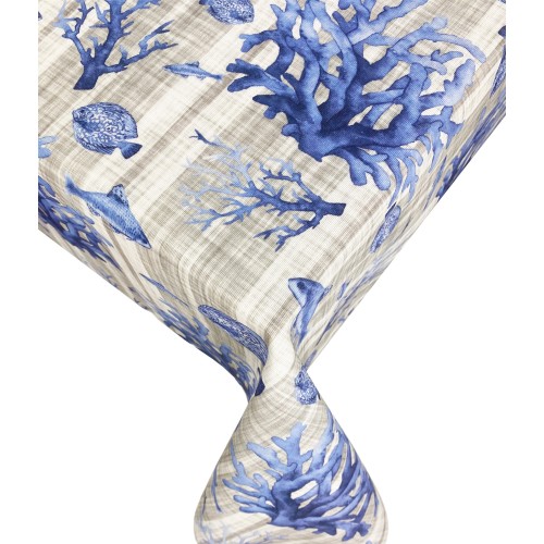 STAIN-RESISTANT TABLECLOTH RESIN-COATED TORINO sea FISH Blue sea sea