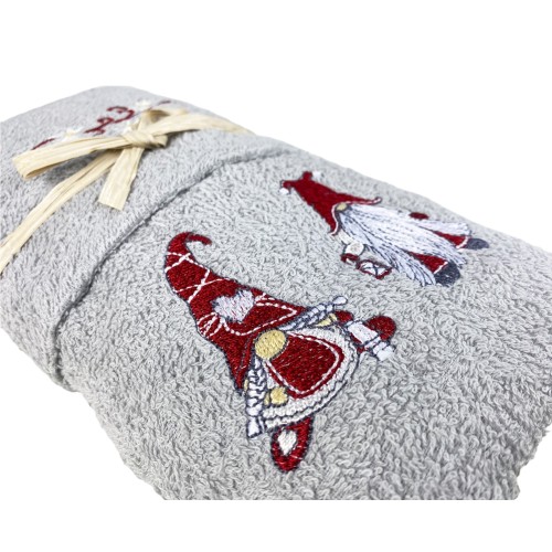 SET Towels TIROLO Tyrolean ELFI ELFO grey in pure cotton