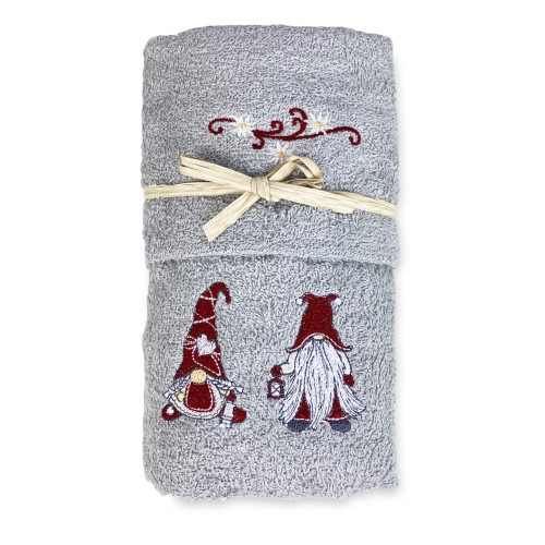 SET Towels TIROLO Tyrolean ELFI ELFO grey in pure cotton