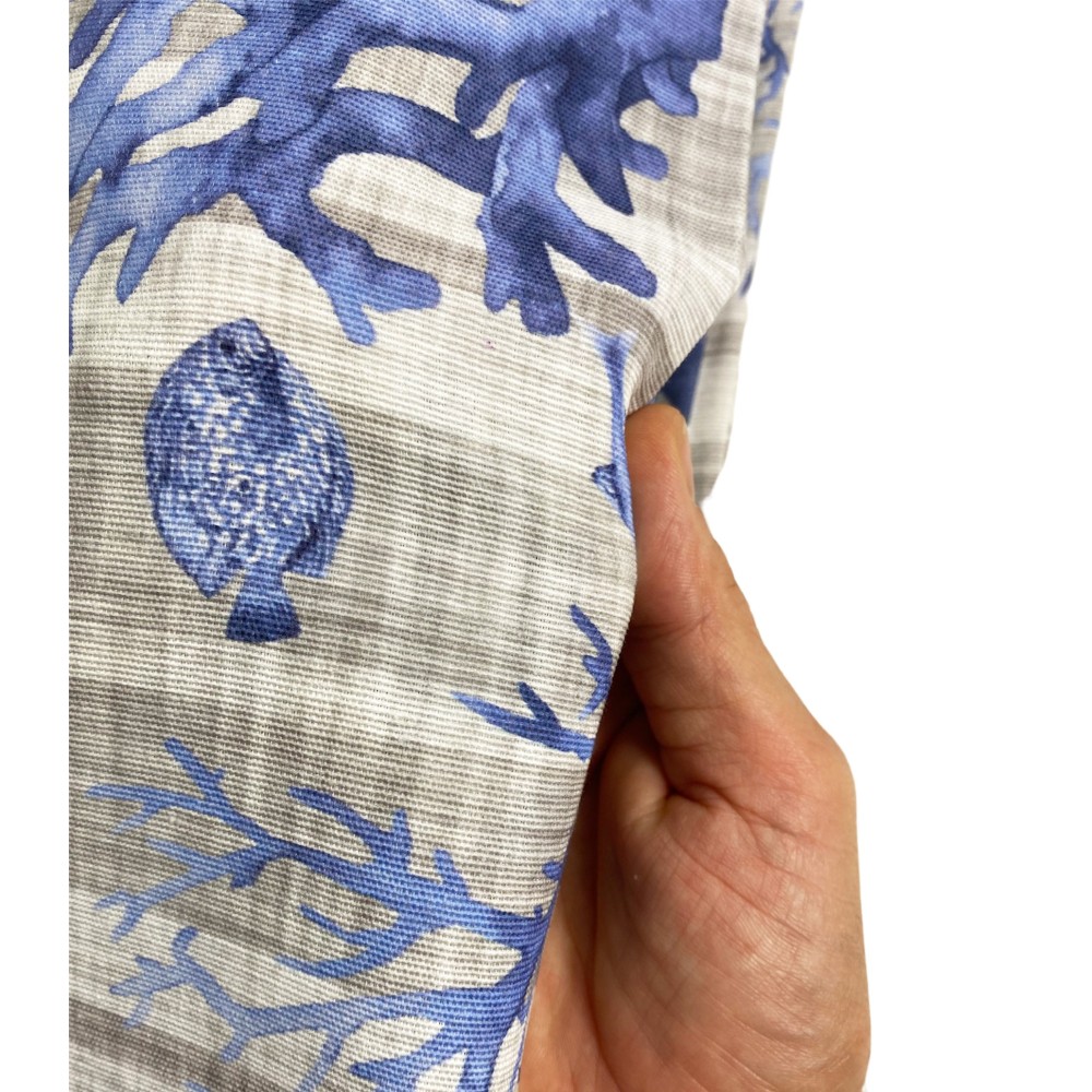 TELO ARREDO copritutto GRAN FOULARD COPRILETTO copridivano PESCI mare  marino BLU