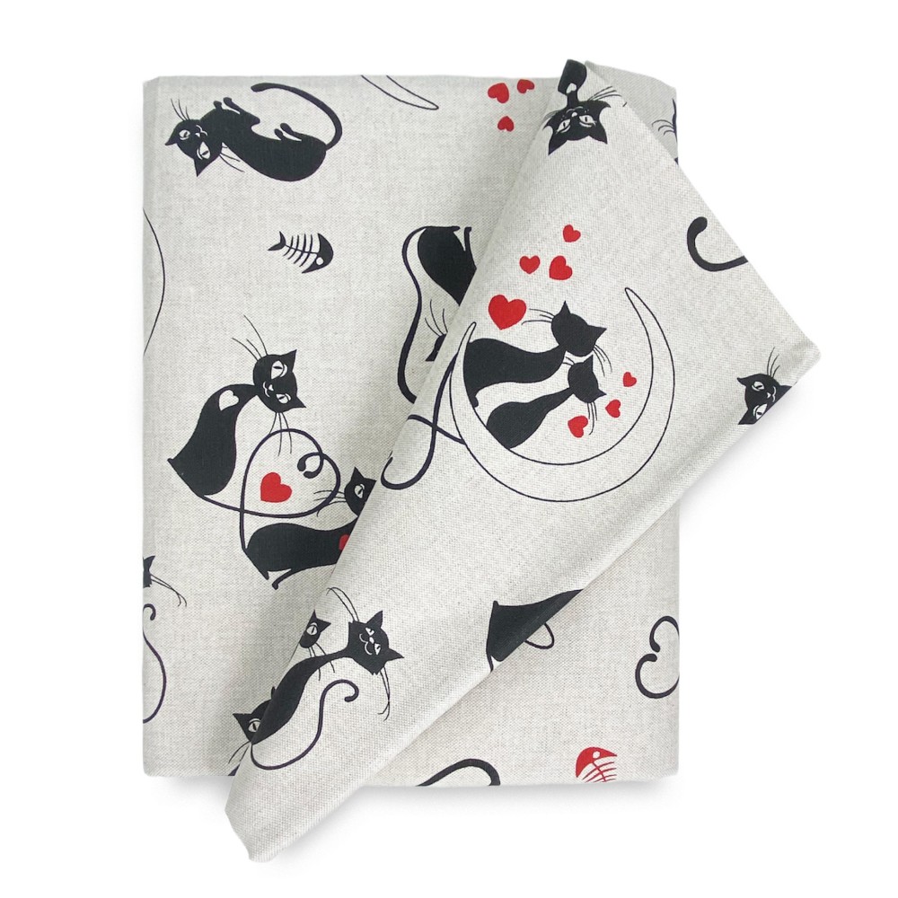 TELO ARREDO copritutto GRAN FOULARD copriletto COPRIDIVANO TESSUTO Dory GATTI gatto NERO