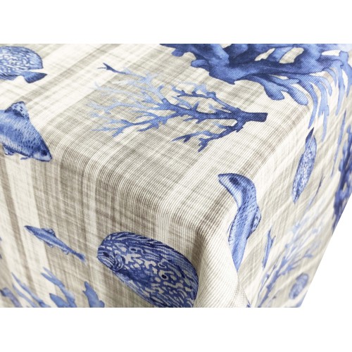 NAPPE EN COTON POISSON DE MER MARINE BLEU MER