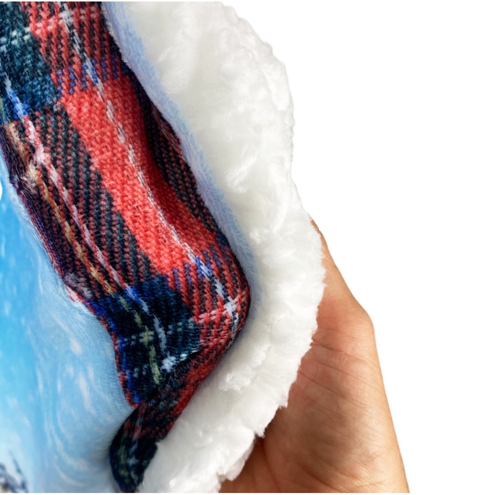 PLAID Decke FLEECE SHERPA DIGITALER FOTOGRAFISCHER SCHLITTEN Teddybär