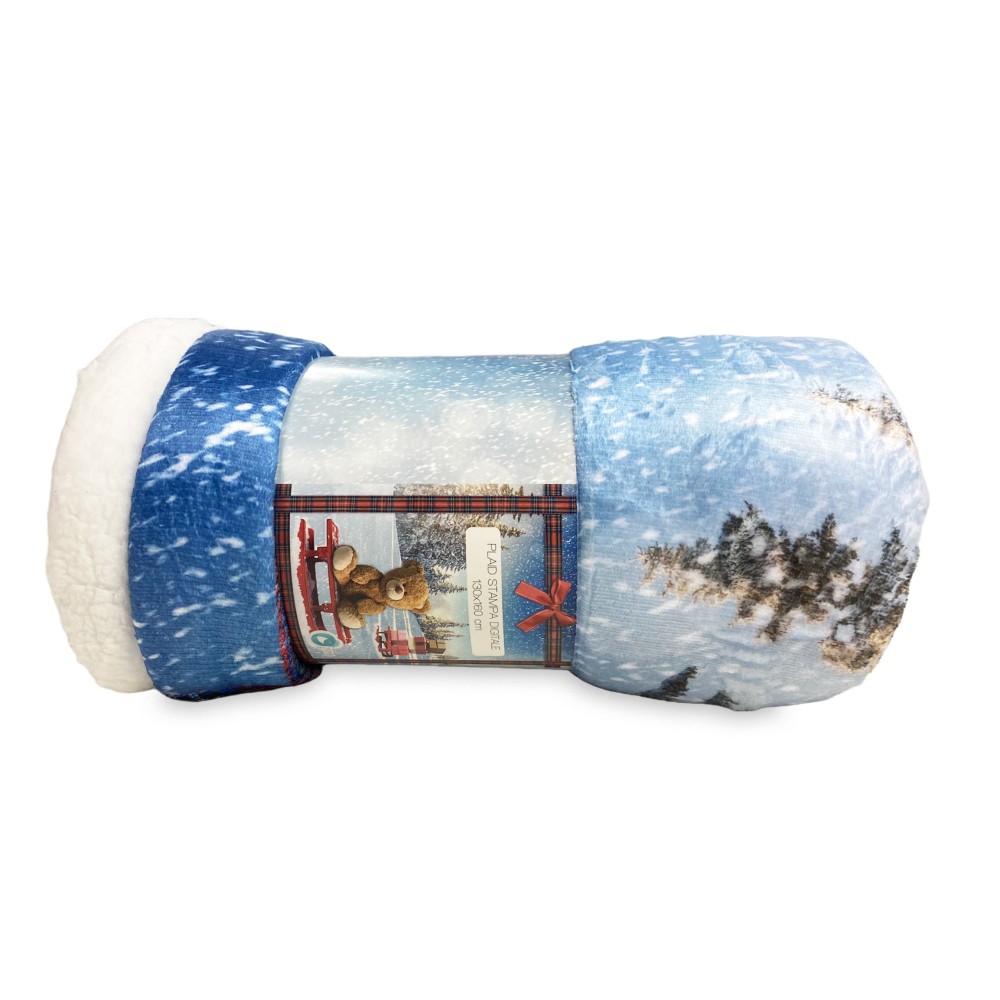 PLAID Blanket FLEECE SHERPA DIGITAL PHOTOGRAPHIC SLED Teddy Bear