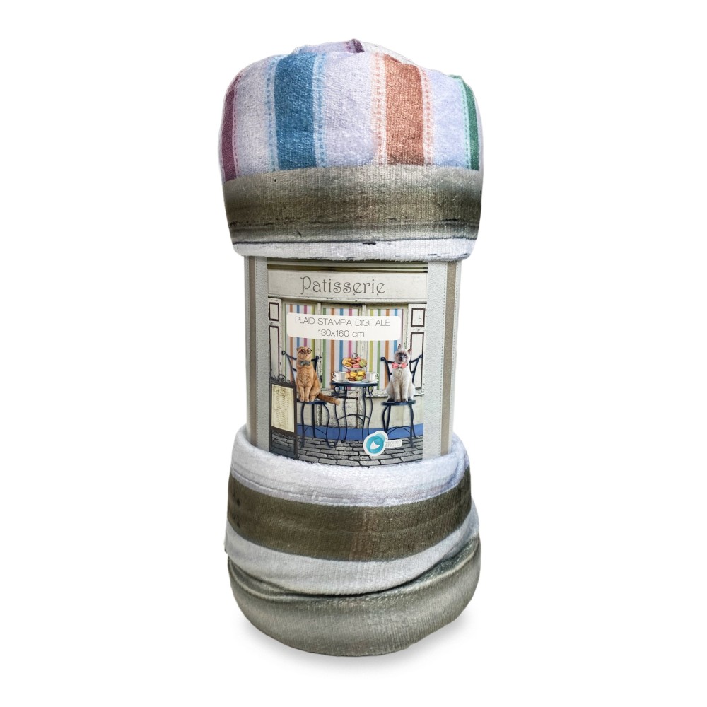 PLAID Blanket FLEECE SHERPA DIGITAL photo cats patisserie