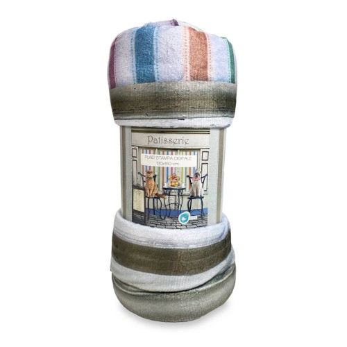PLAID Blanket FLEECE SHERPA DIGITAL photo cats patisserie