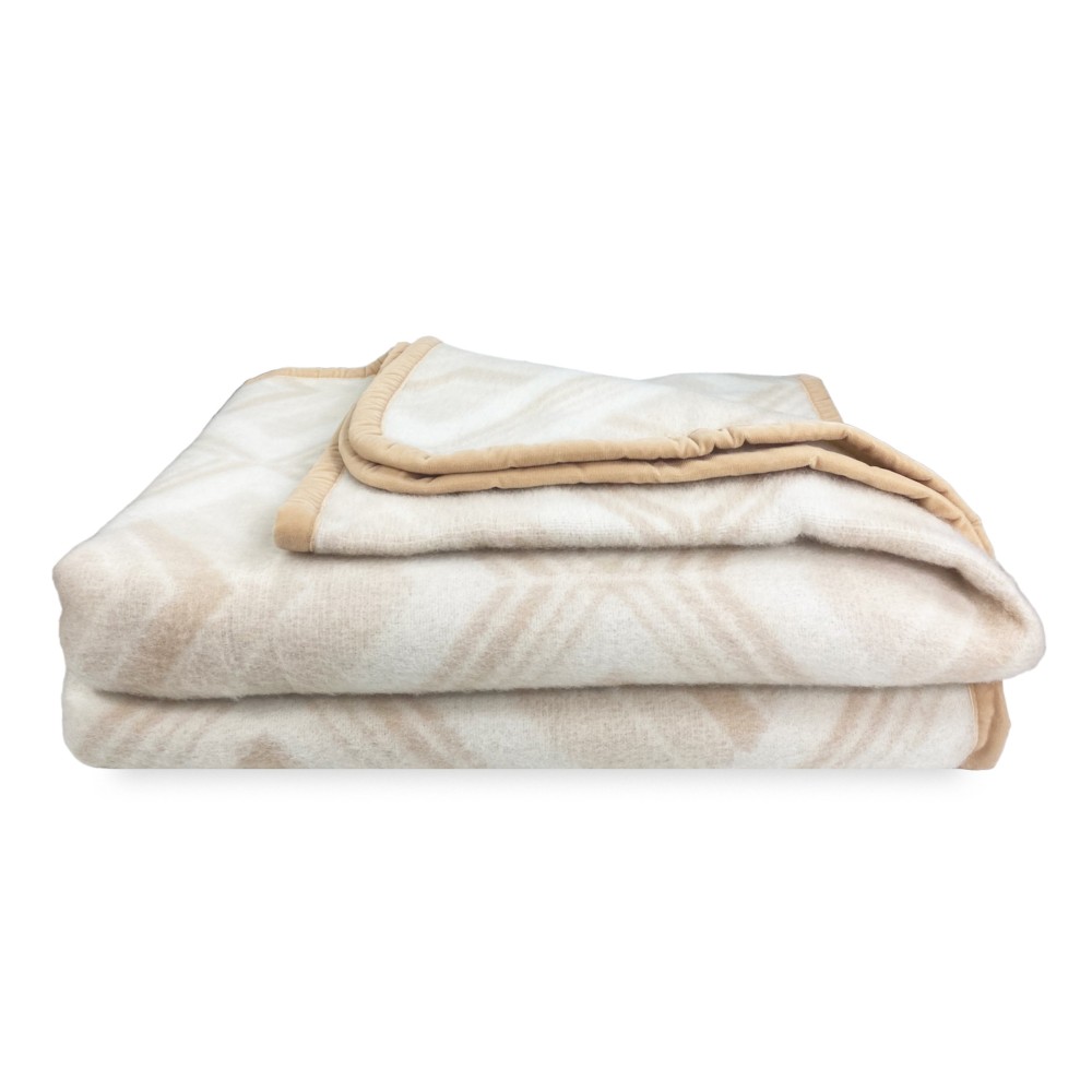 SQUARE BLANKET in genuine Pure WOOL soft and warm color Natural