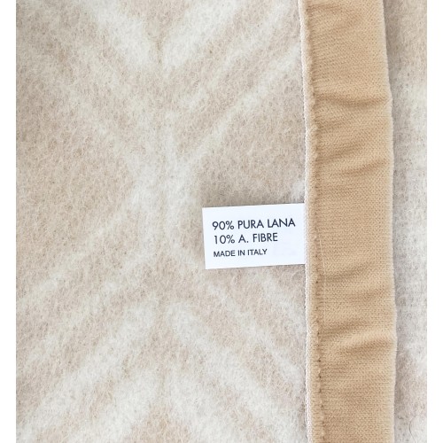 COPERTA SQUARE in vera Pura LANA morbida e calda colore Naturale