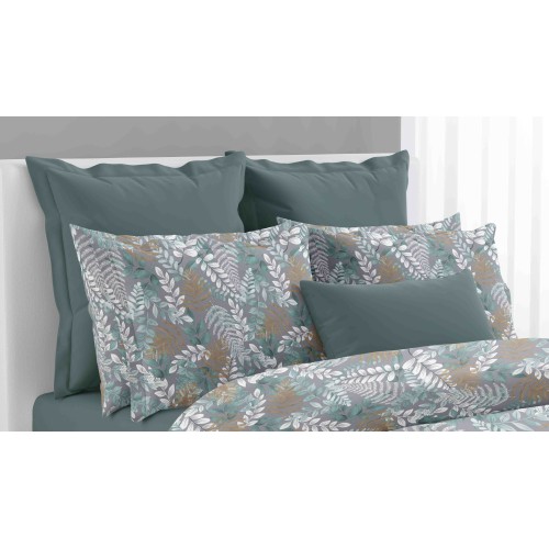 BETTBEZUG FOGLIA Verde aus reiner Baumwolle Made in Italy