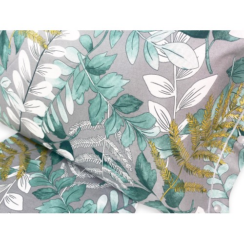 HOUSSE DE COUETTE GREEN LEAF en pur coton Fabriqué en Italie