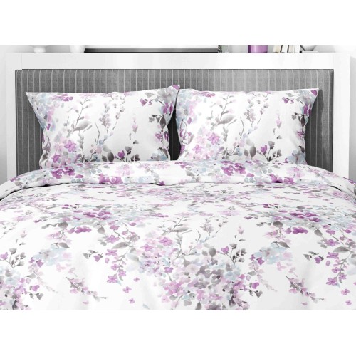 COPRIPIUMINO FIORE Dipinto Rosa in Puro cotone Made in Italy