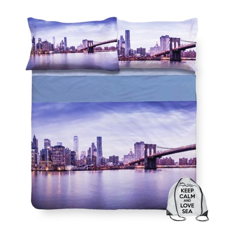 drap couvre-lit avec impression New York