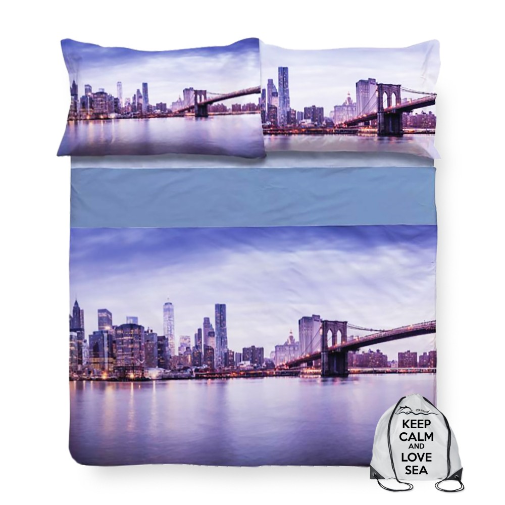 drap couvre-lit avec impression New York