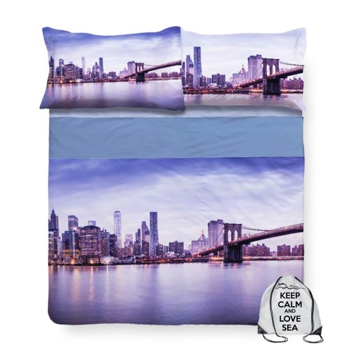 DIGITAL PRINT BEDSPREAD NEW YORK BEDSPREAD with KEEP DOUBLE 2 DOUBLE bag