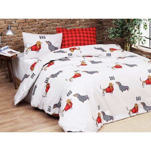 HOUSSE DE COUETTE POUR CHIEN Rouge en Coton Pur Extra Double Face