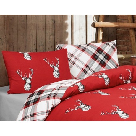 housses de couette avec cerf sur rouge