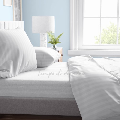 SHEET SET in soft microfiber SOLID WHITE 2 SQUARE double bed without ironing