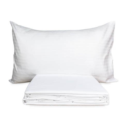 SHEET SET in soft microfiber SOLID WHITE 2 SQUARE double bed without ironing