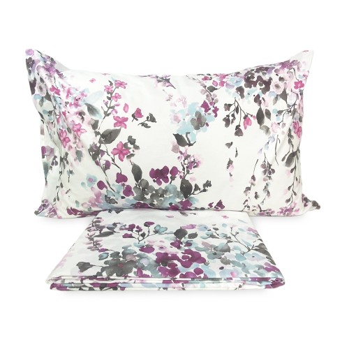 Completo Lenzuola Invernale Flanella Fiore Dipinto Rosa - Cotone Felpato Anti-Pilling - Made in Italy