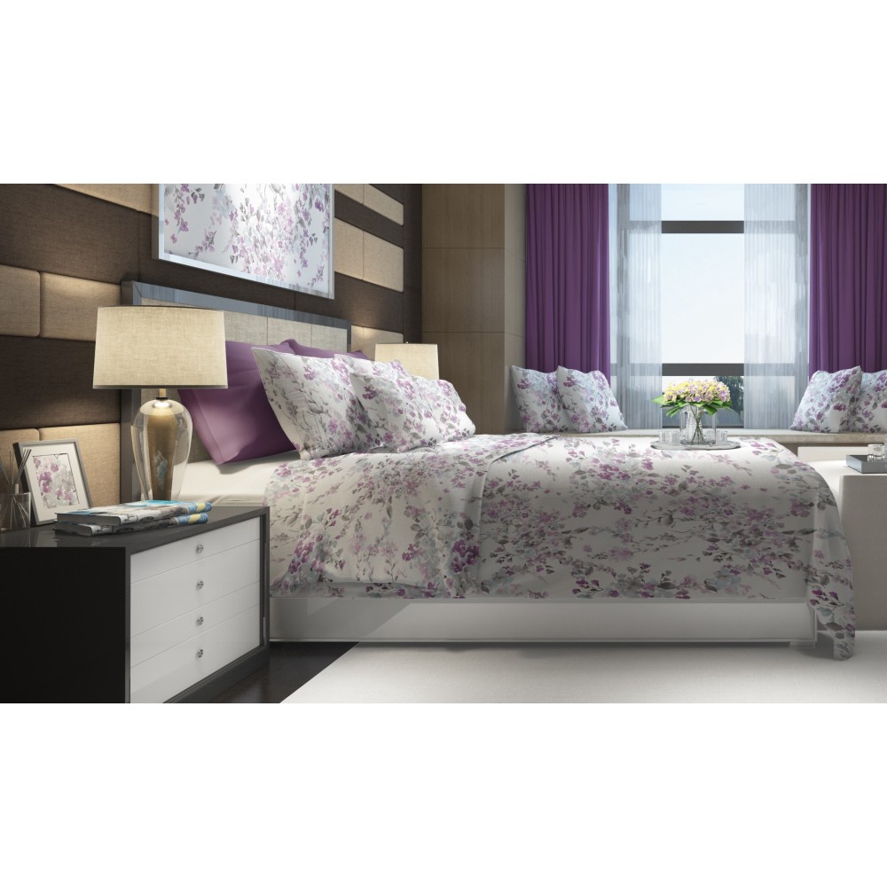 SET Sábana de invierno Polar en FLANNEL FLOWER anti-pilling pintado de rosa en puro algodón