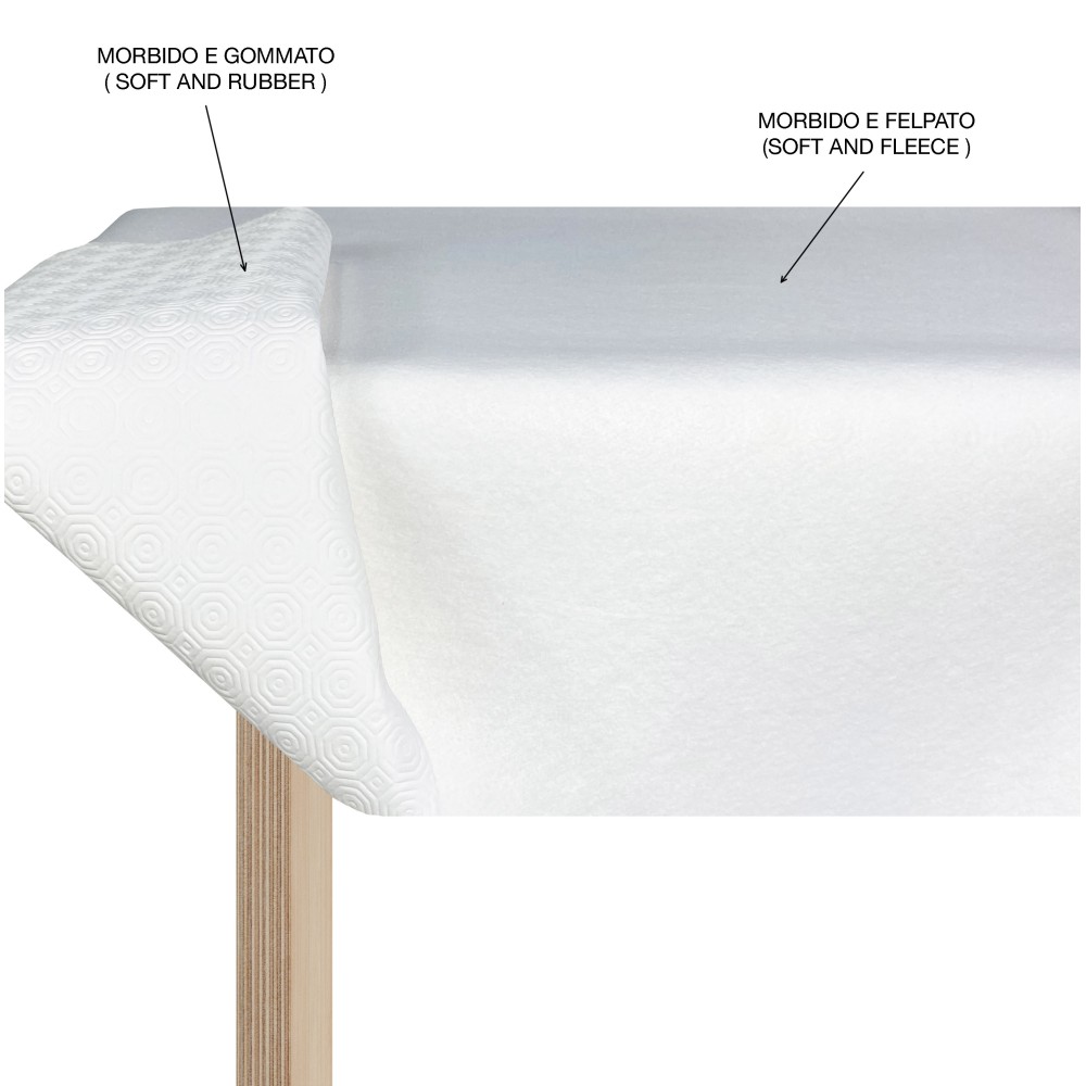 TABLE PROTECTOR UNDER TABLECLOTH weiß Gummierte rutschfeste Beschichtung mit RUBBY© Schwamm