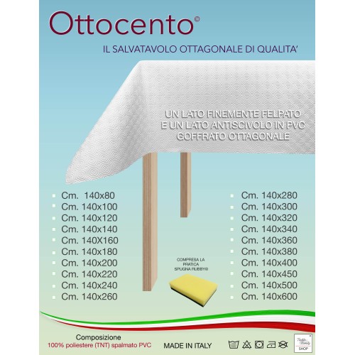 SOTTOTOVAGLIA MOLLETTONE salva tavolo PROTEGGI TAVOLO bianco Gommato antiscivolo con spugna RUBBY©